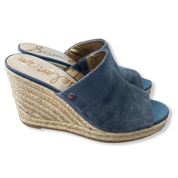 Sam Edelman| Blue Suede Wedge Heels - Picture 2 of 7
